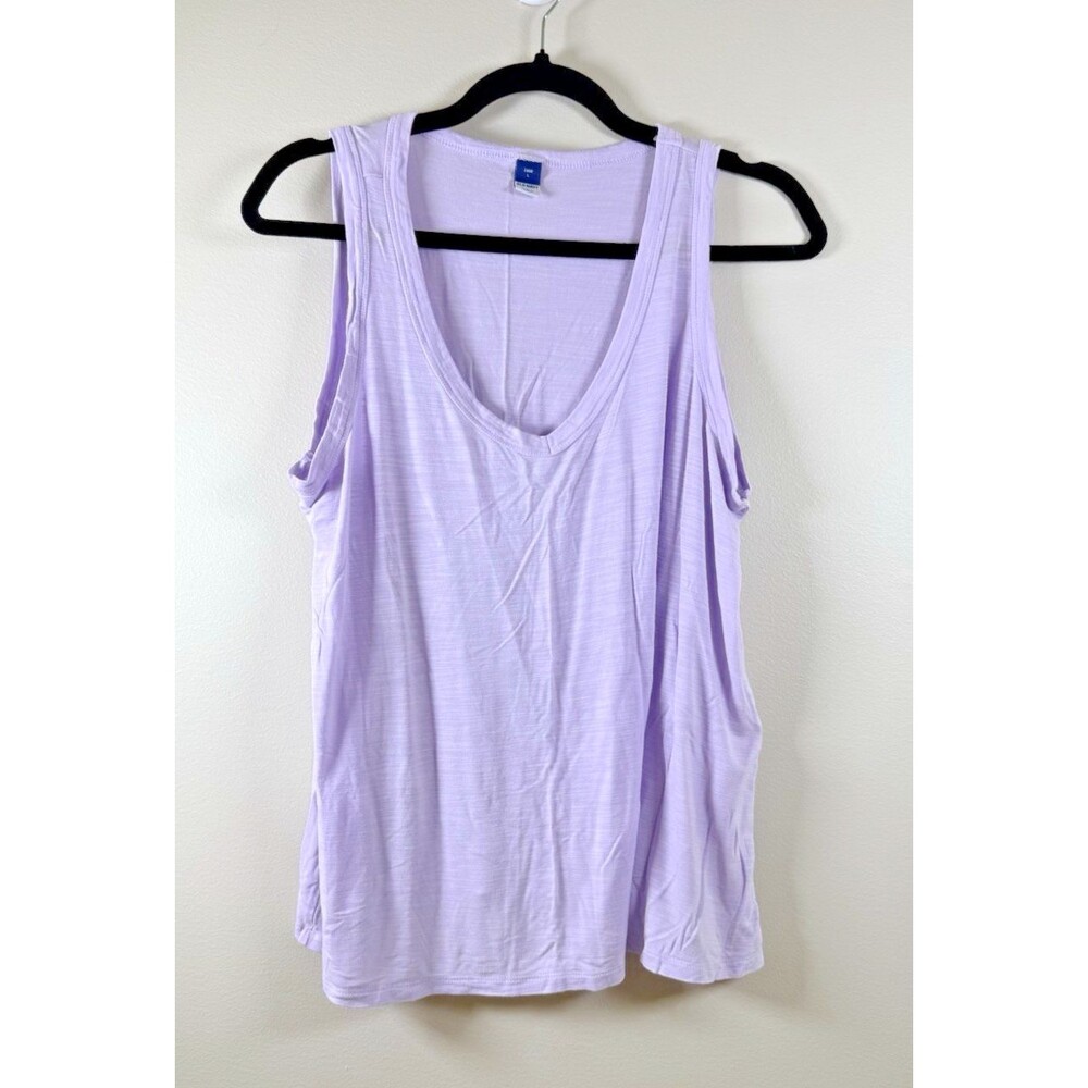 Old Navy Luxe Womens Purple Solid V-Neck Sleeveless Tank Top - L
